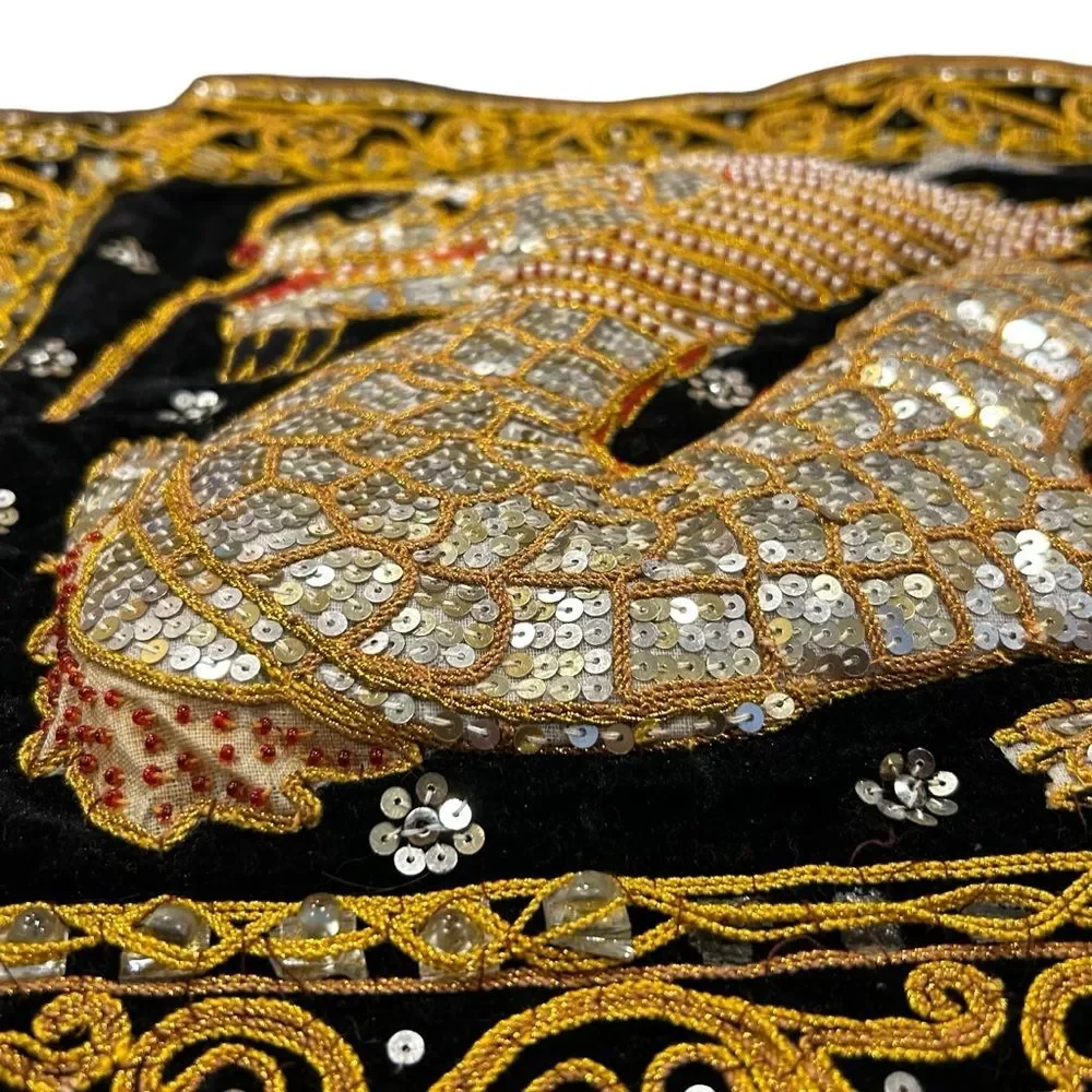 Large Asian Embroidery Sequin Art Tapestry Dragon Kalaga Wall Hanging